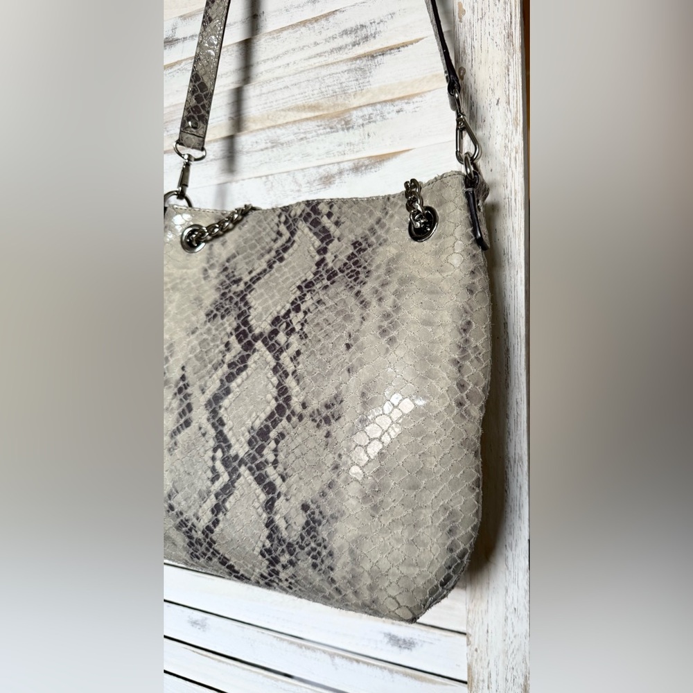 Michael Kors Jet Set Gray Python Print Leather Co… - image 5